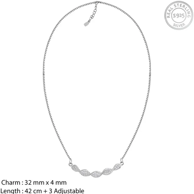 Silver Helix Zircon Necklace