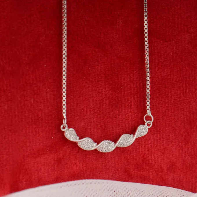 Silver Helix Zircon Necklace