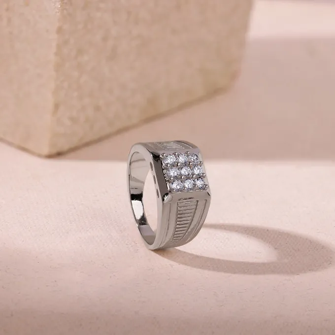 Silver Hexa Brilliance Ring For Him