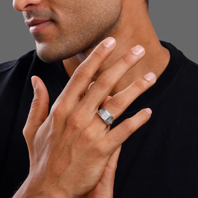 Silver Hexa Brilliance Ring For Him
