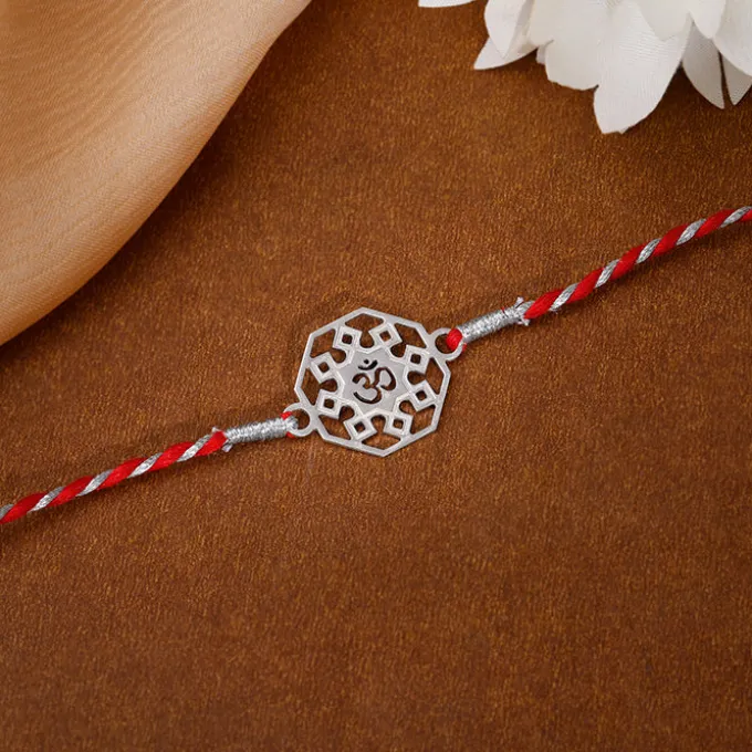 Silver Hexagon Om Rakhi