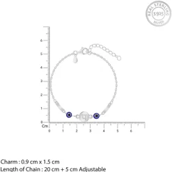 Silver Hindi Initial Evil Eye Bracelet