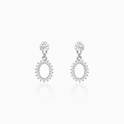 Silver Hollow Zircon Drop Studs