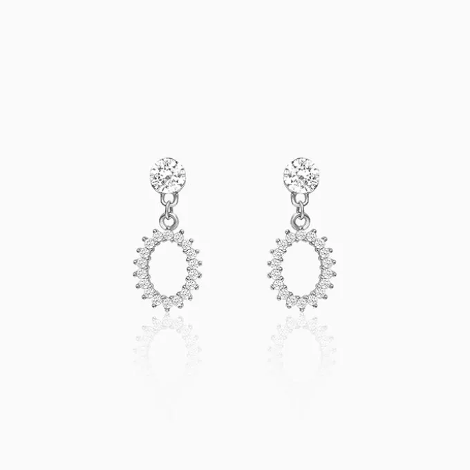 Silver Hollow Zircon Drop Studs