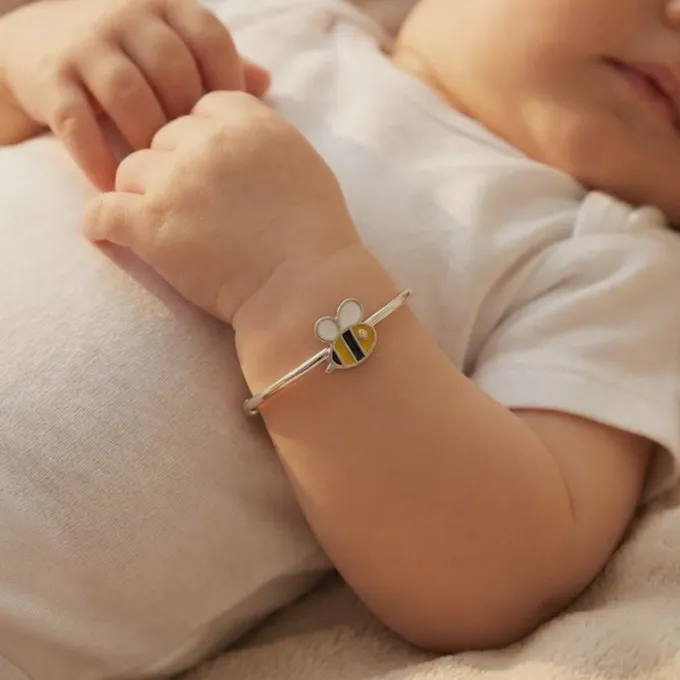 Silver Honey Pop Kids Bangle Bracelet