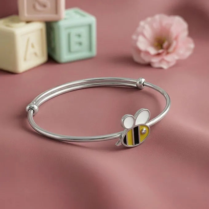 Silver Honey Pop Kids Bangle Bracelet