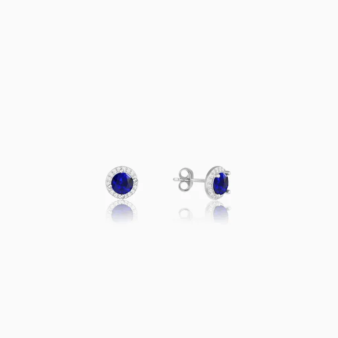 Silver Hypnotic Blue Studs