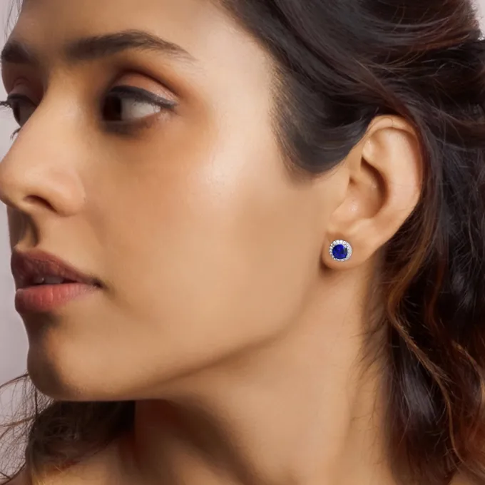 Silver Hypnotic Blue Studs