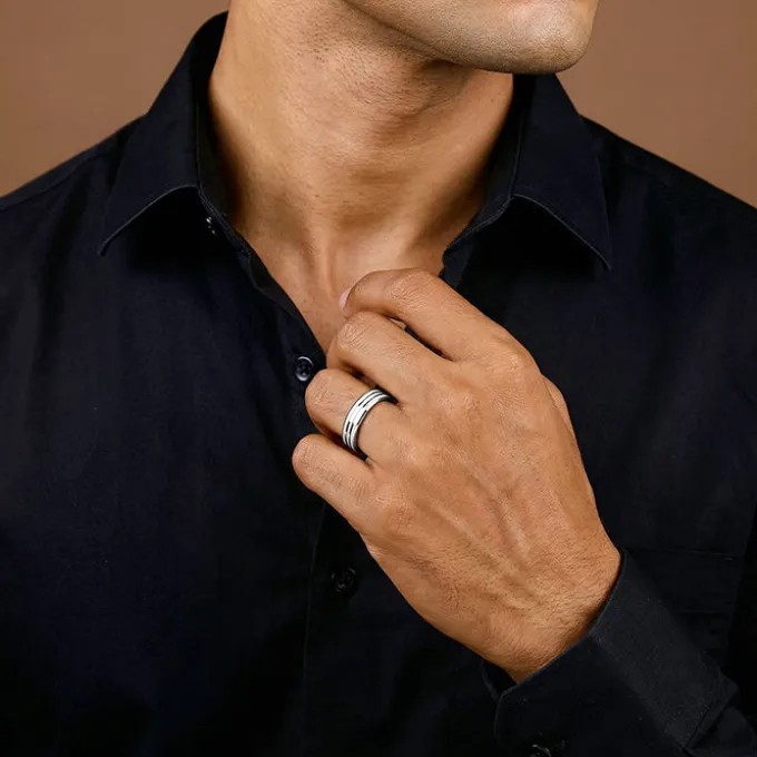 Silver Imperial Crest Band For Him