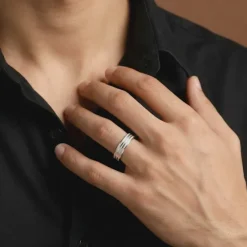 Silver Imperial Crest Band For Him