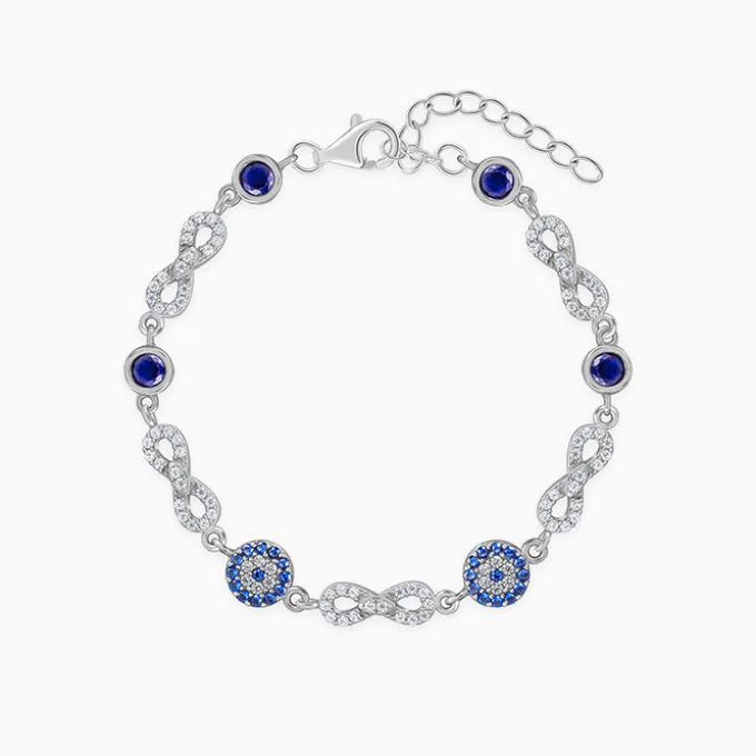 Silver Infinity Evil Eye Bracelet