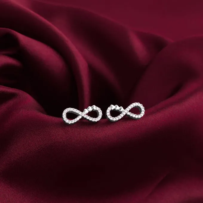 Silver Infinity Heart Earrings