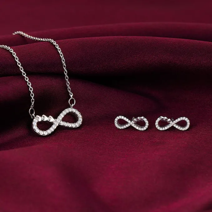 Silver Infinity Heart Set