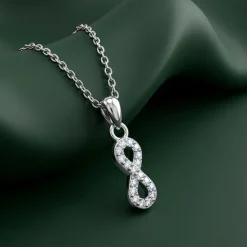 Silver Infinity Kiss Pendant with Link Chain