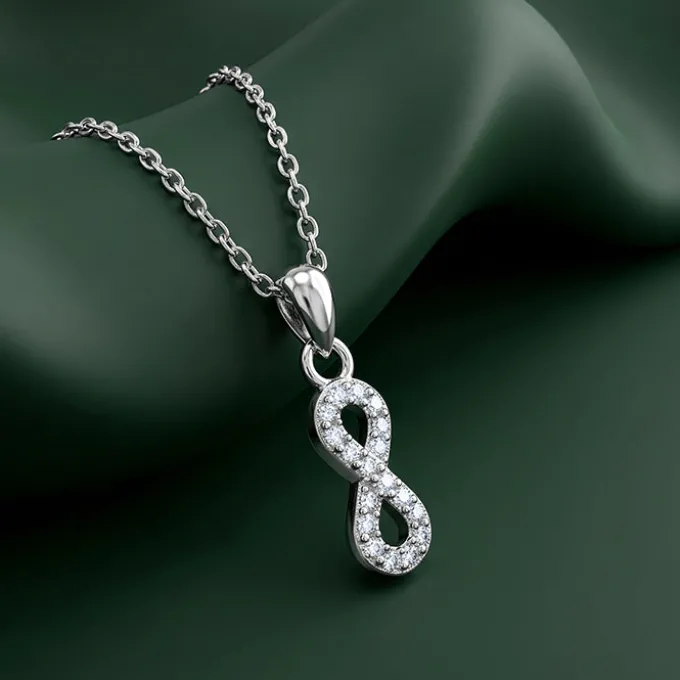 Silver Infinity Kiss Pendant with Link Chain