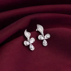 Silver Iris Flower Earrings