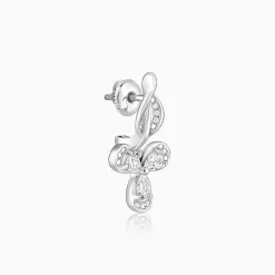 Silver Iris Flower Earrings
