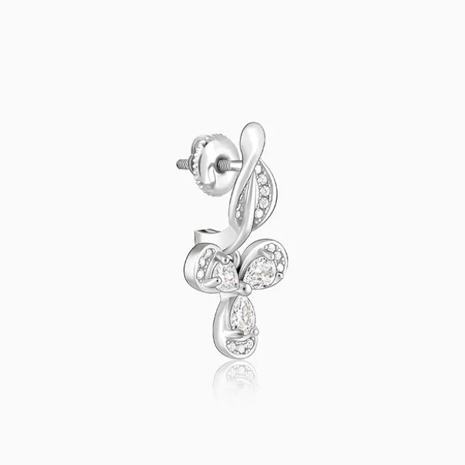 Silver Iris Flower Earrings