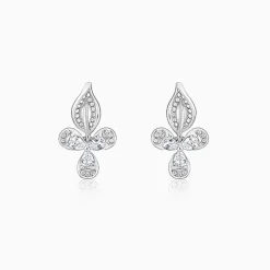 Silver Iris Flower Earrings