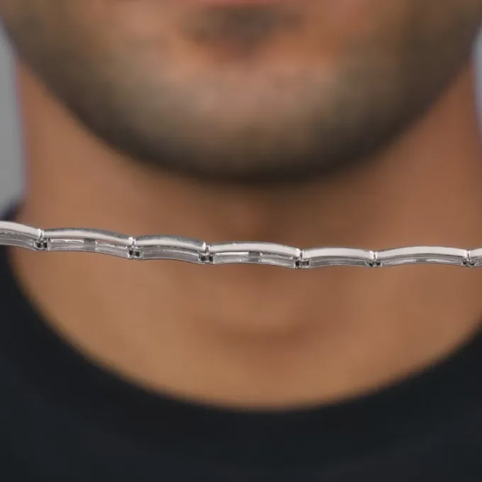 Silver Jazzy Link Bracelet For Him