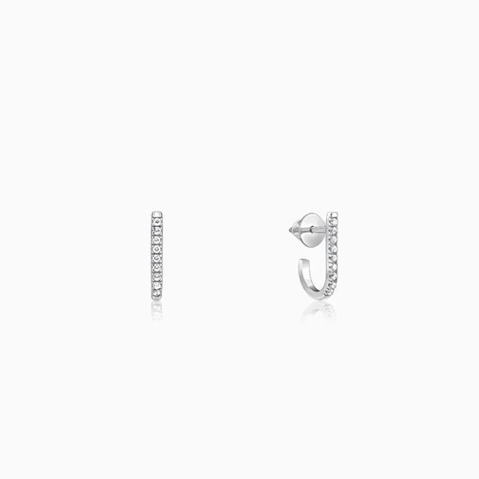 Silver Jazzy Semi-Hoop Earrings