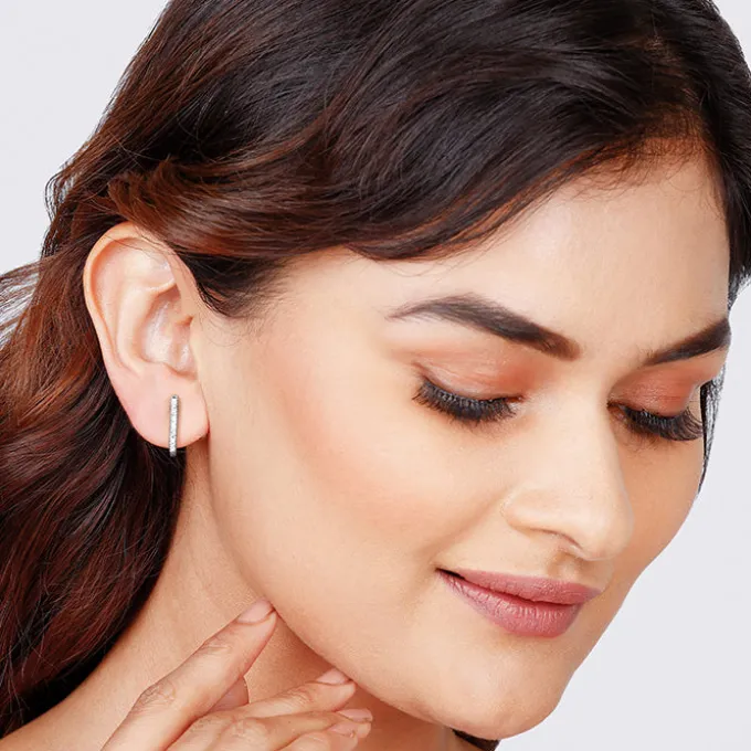 Silver Jazzy Semi-Hoop Earrings