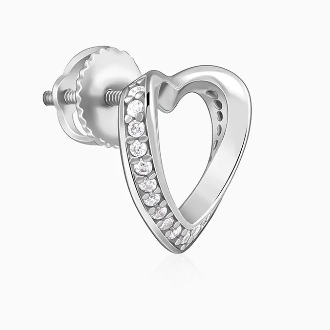 Silver Jolly Heart Studs