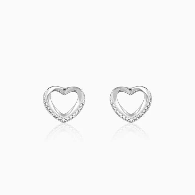 Silver Jolly Heart Studs