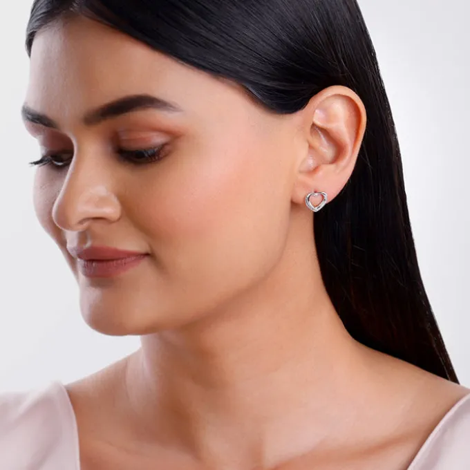 Silver Jolly Heart Studs