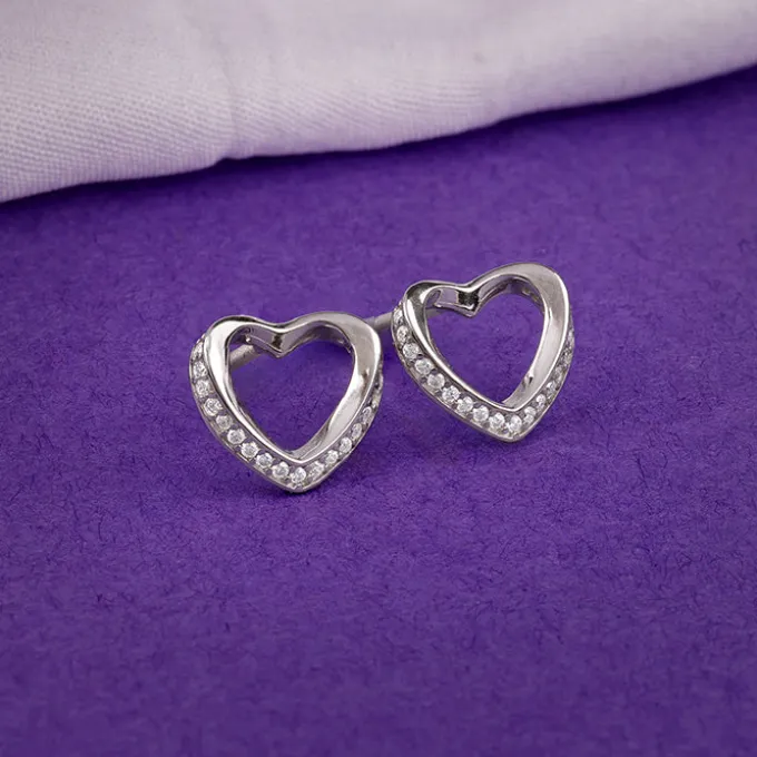 Silver Jolly Heart Studs