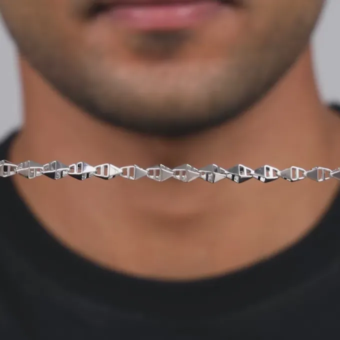 Silver Kite Beveled Chain For Him