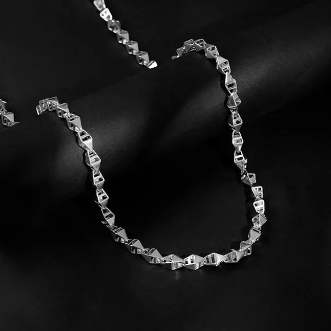 Silver Kite Beveled Chain For Him