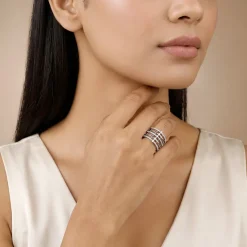 Silver Lattice Stack Ring (Size 12)