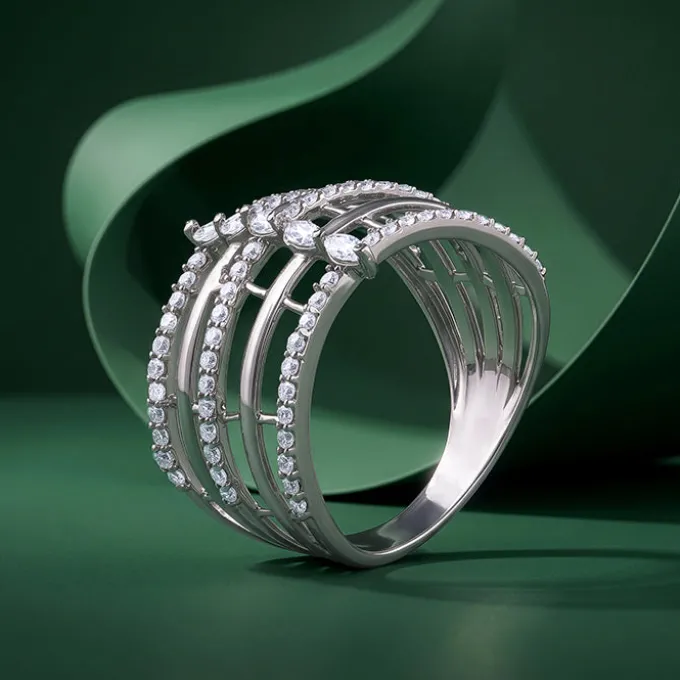 Silver Lattice Stack Ring (Size 12)