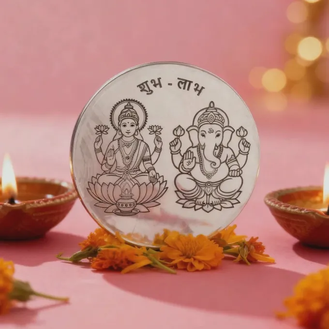 Silver Laxmi & Ganpati Coin - (50g)