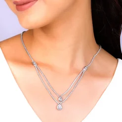 Silver Layered Drop necklace