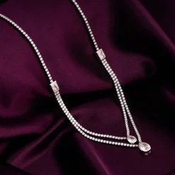 Silver Layered Drop necklace