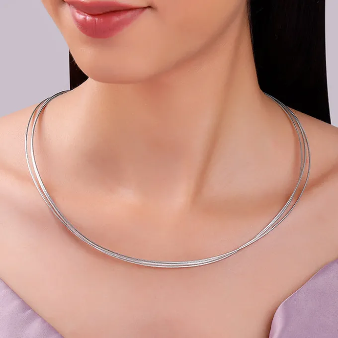 Silver Layered Hasli Necklace