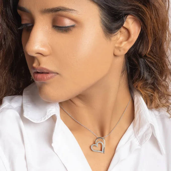 Silver Layered Heart Pendant