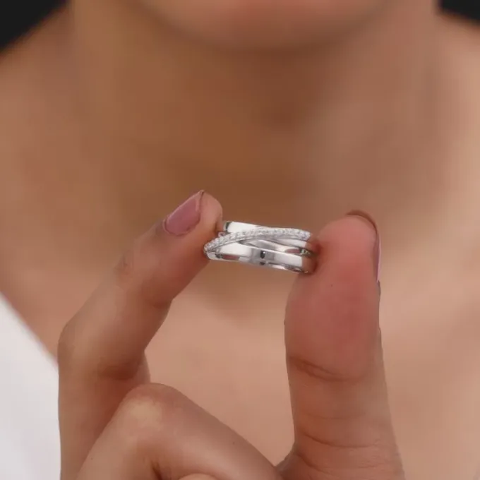 Silver Layered Sash Ring