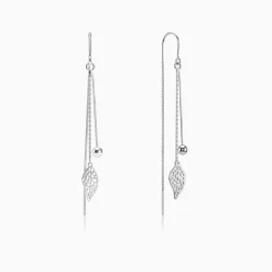 Silver Leaf Bead Sui Dhaga Earrings