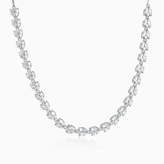 Silver Leaf Glow Choker Necklace