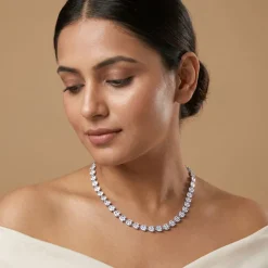 Silver Leaf Glow Choker Necklace