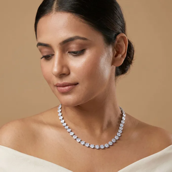 Silver Leaf Glow Choker Necklace