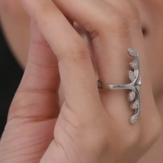 Silver Leaf Statement Ring