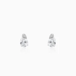 Silver Leafy Teardrop Earrings
