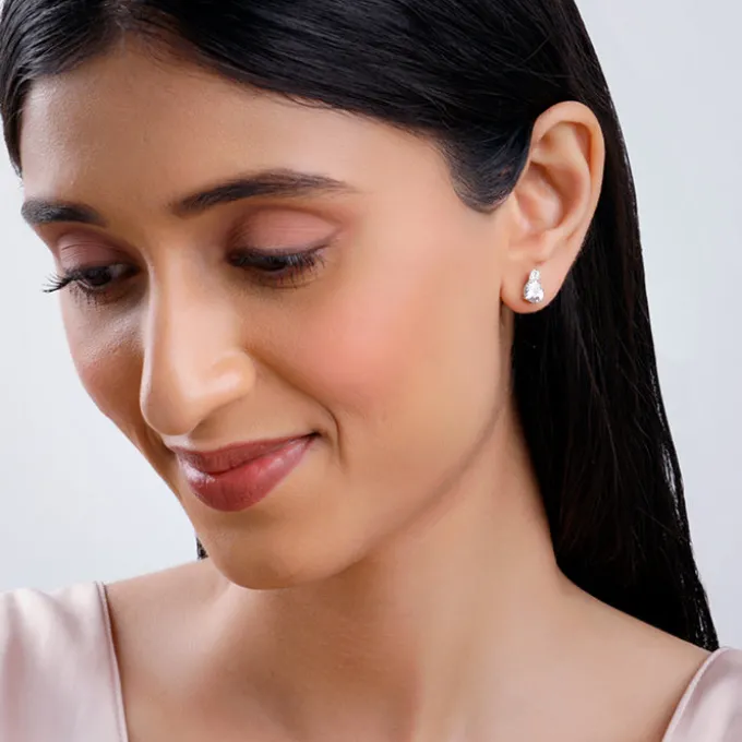 Silver Leafy Teardrop Earrings