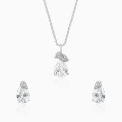 Silver Leafy Teardrop Set