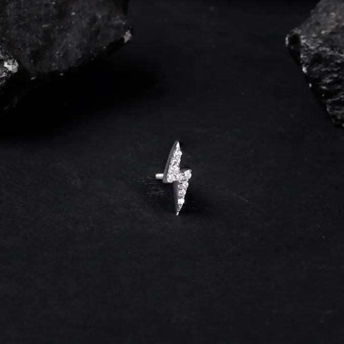 Silver Lightning Spark Stud For Him