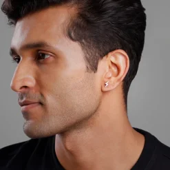 Silver Lightning Spark Stud For Him